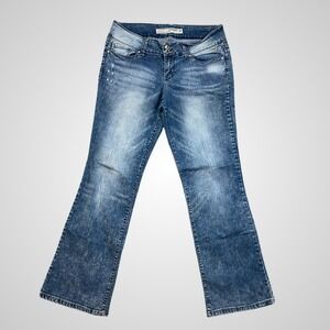 Grane Selma Low Rise Curvy Bootcut Jeans Womens 13 Blue Excellent Embroidered